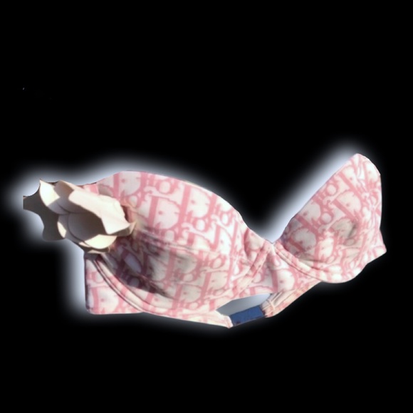 Christian Dior By John Galliano Girly Pink Monogram Trotter Logo Bikini Bra - Picture 10 of 16